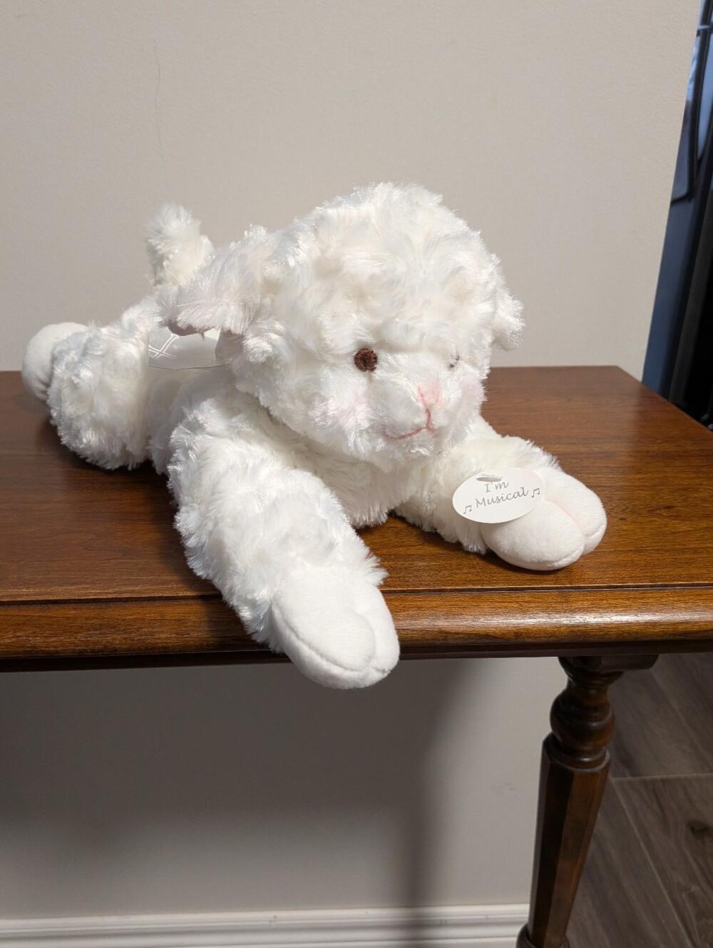 Bearington Baby. Plush White Musical Lamb Stuffed Animal . Jesus Loves Me Song.